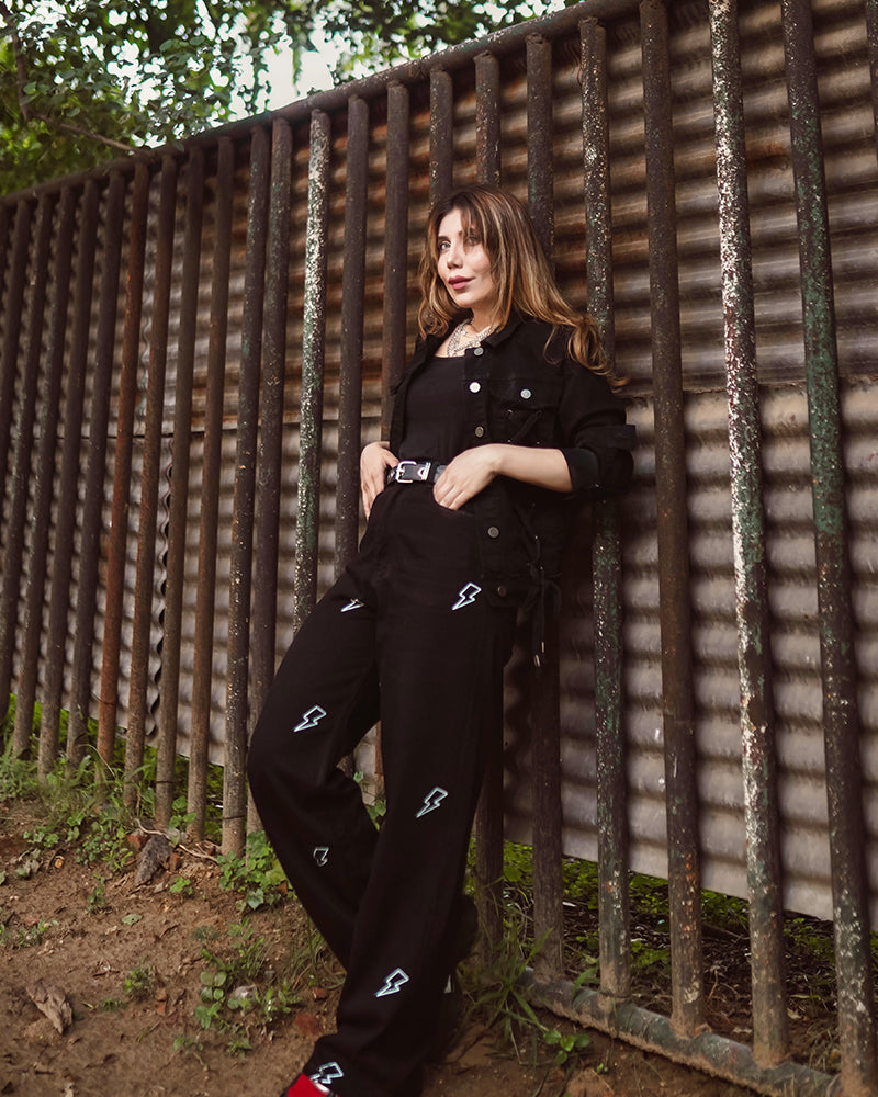 Lace-Up Denim Chic Jacket