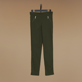 Solid Hue Zip Accent Straight Trouser