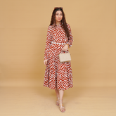 Zebra Print Satin Wrap Long Frock