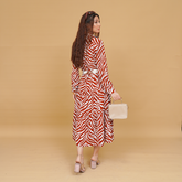 Zebra Print Satin Wrap Long Frock