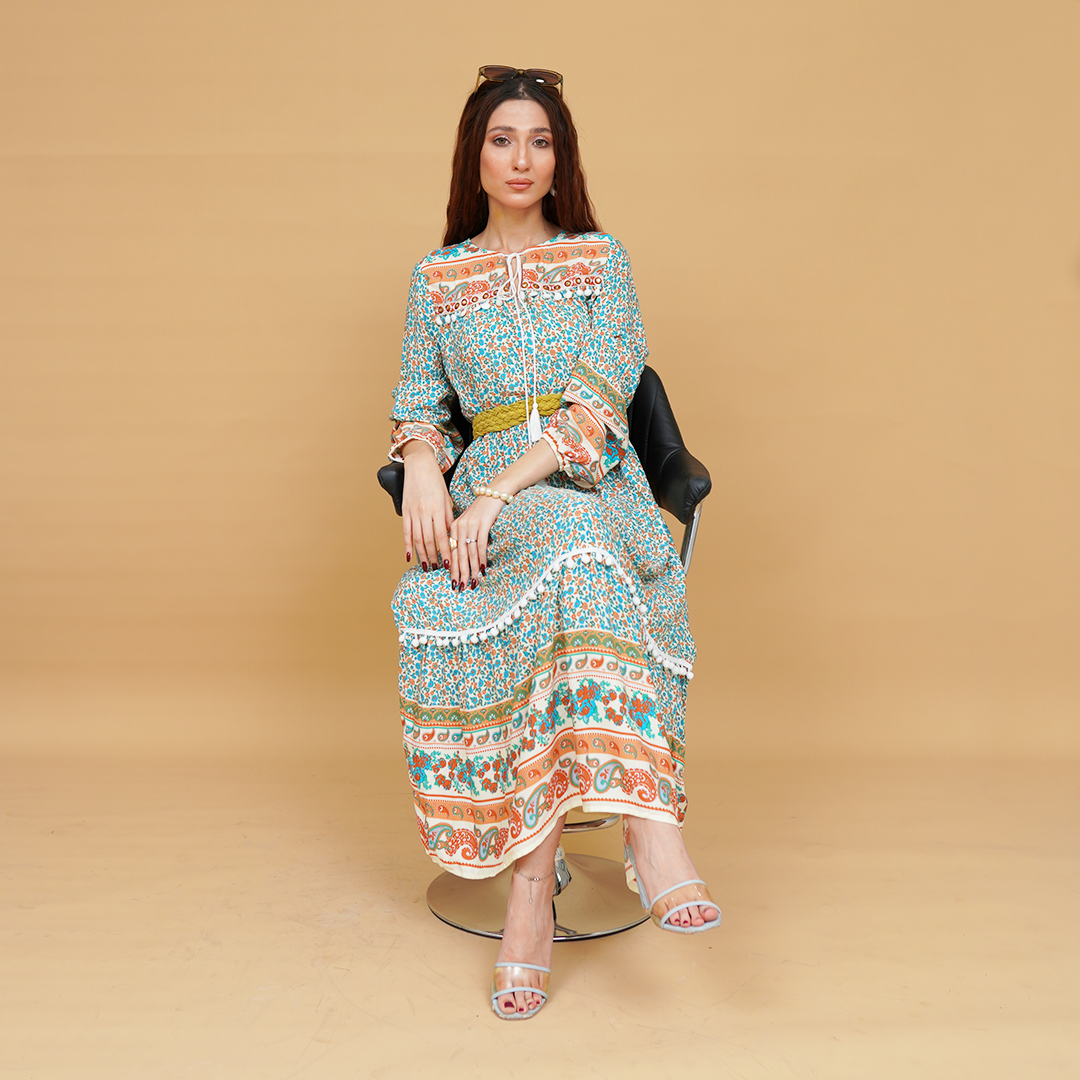 Heavenly Swirls Flared Frock