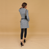 Elegant Chessboard Skirt and Coat Ensemble