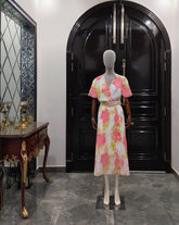 PRINTED HALF SLEEVES DRESS