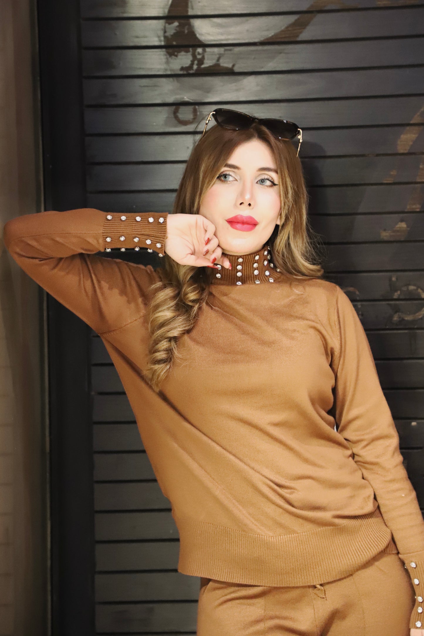 Mock Neck and Jogging Pant Two-Piece Set