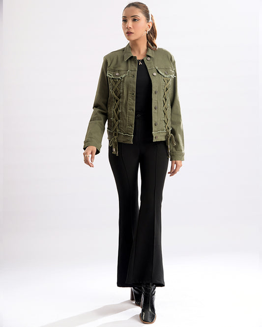 Lace-Up Denim Chic Jacket