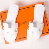 Hermes Oran Sandal in Classic White