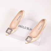Manolo Blahnik Satin Jewel Buckle Pumps