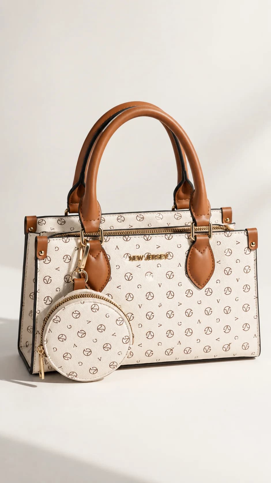 Monogram tote with coin purse — front