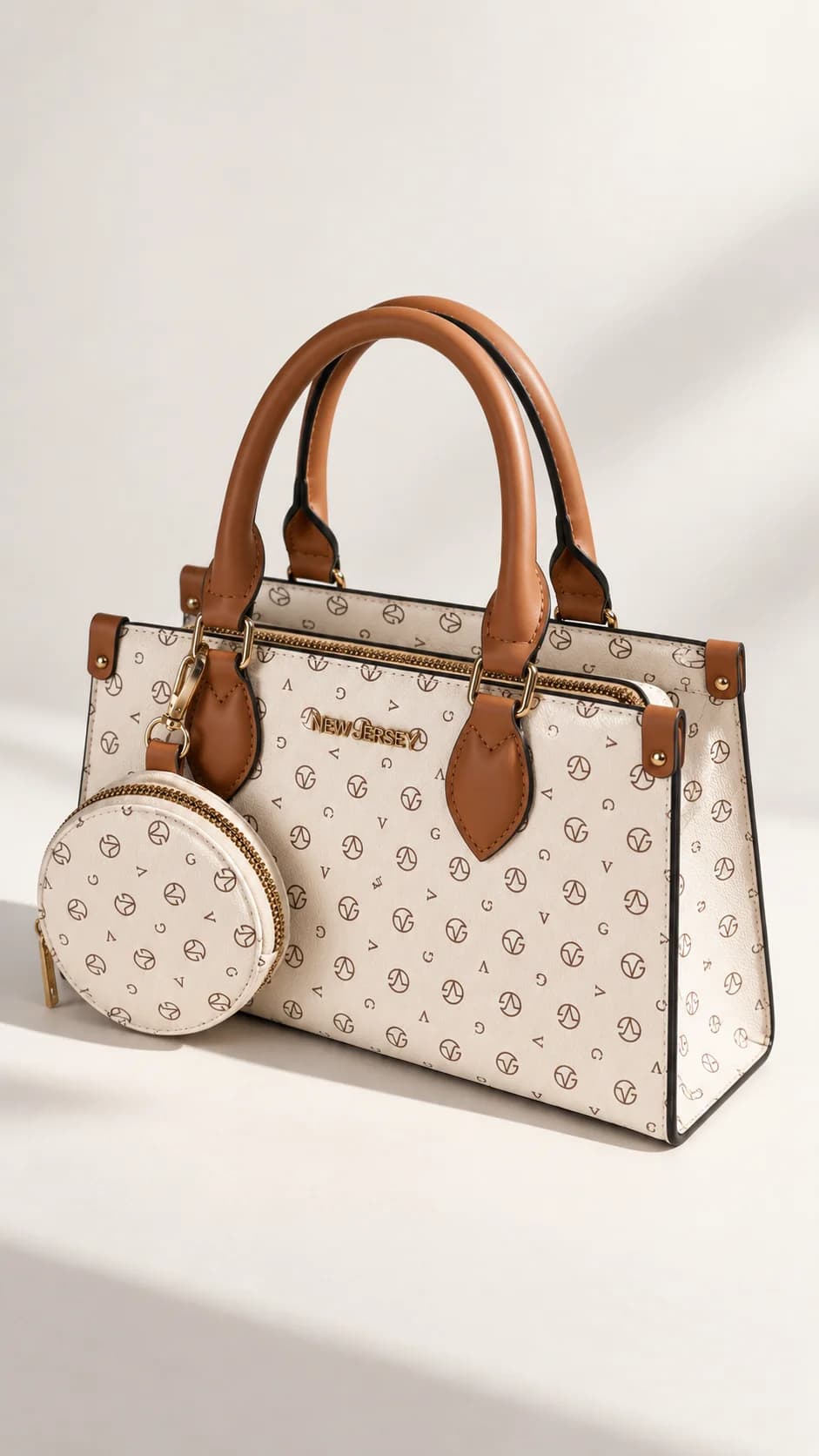 Monogram tote with coin purse — back
