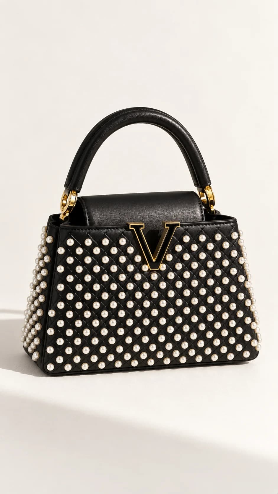 Beaded Stud Top-Handle Bag — back