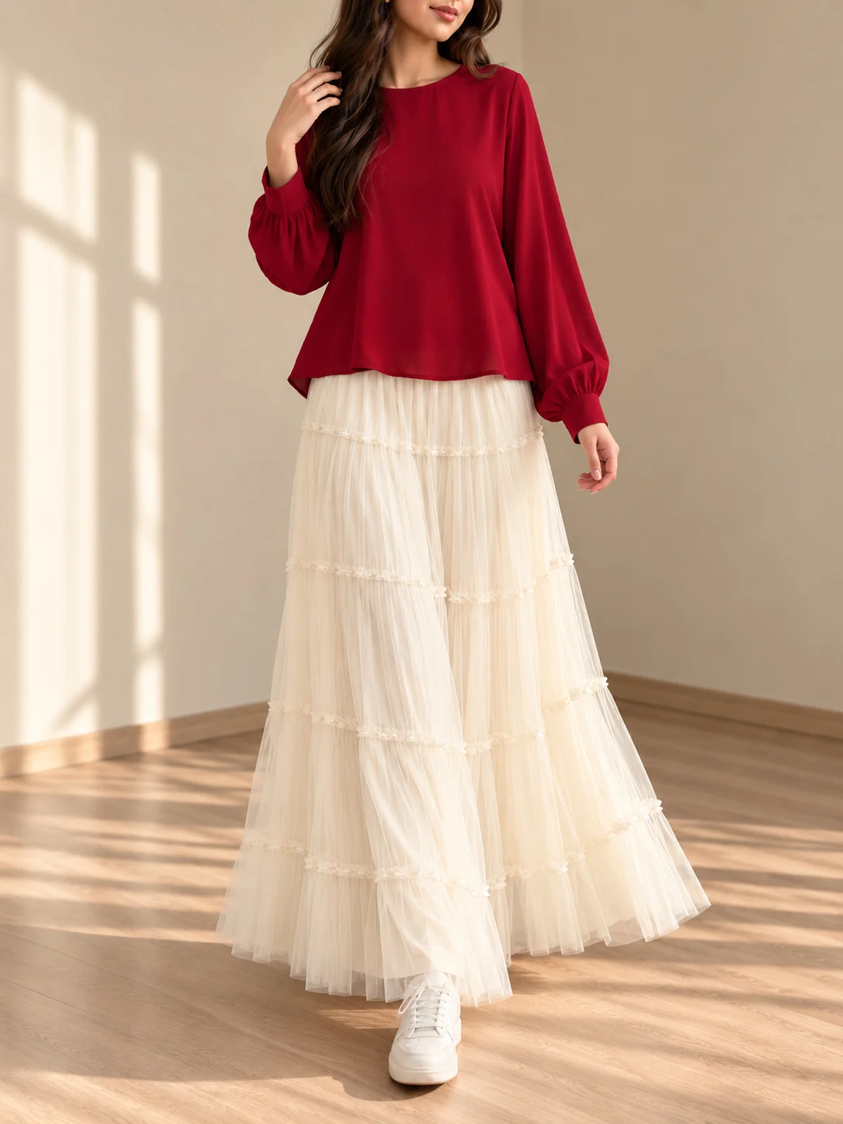 Tiered Tulle Maxi Skirt — back