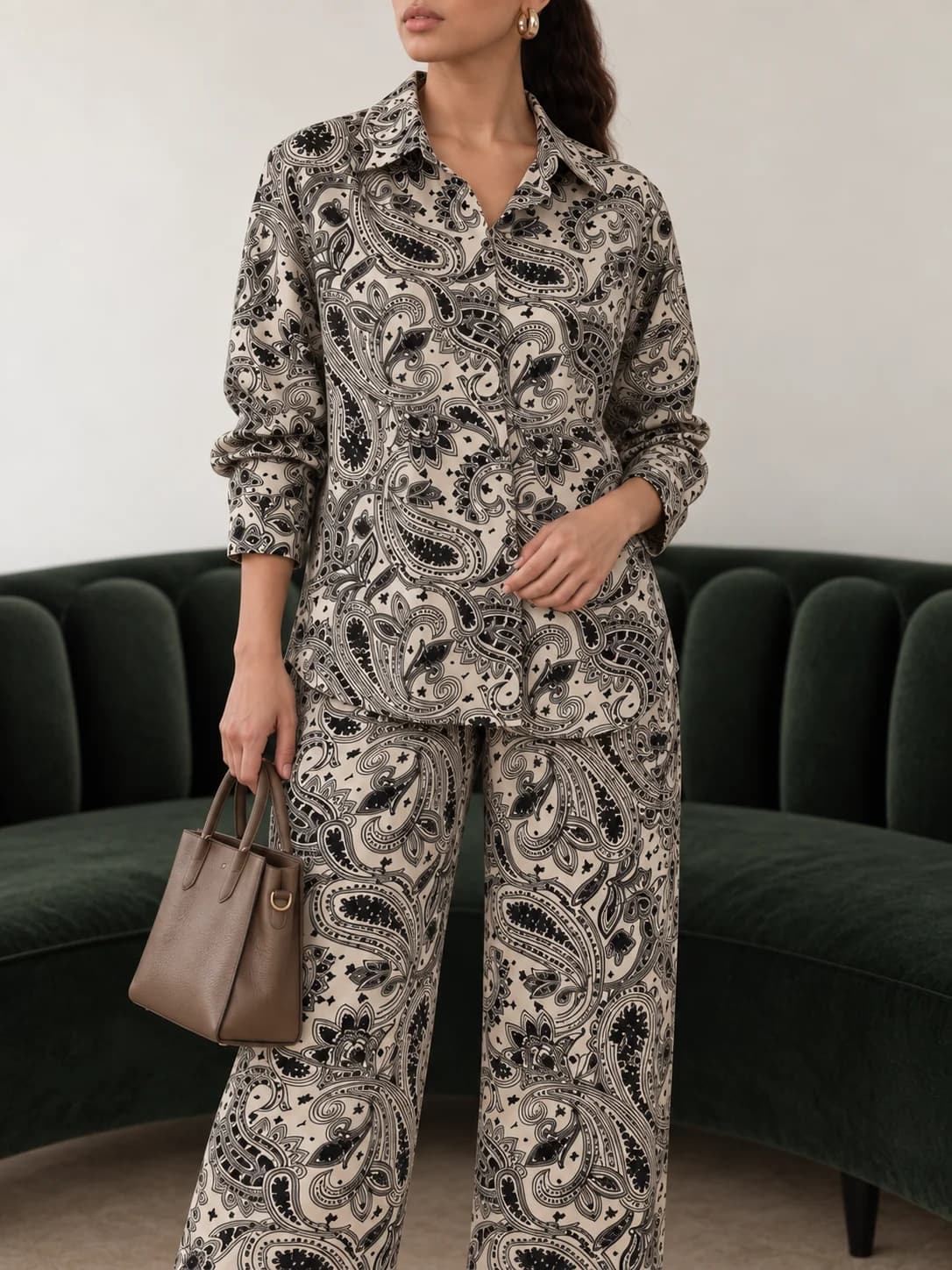 Printed Shirt & Wide-Leg Trouser Co-ord Set — back