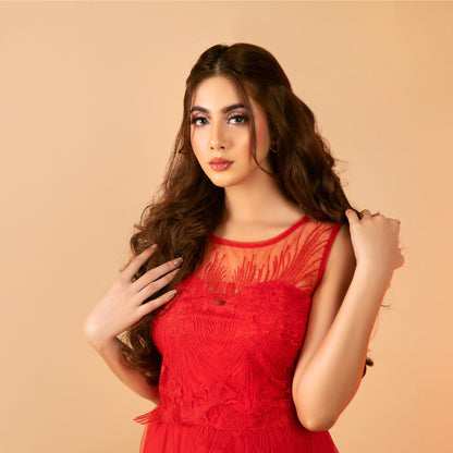 Botanical Elegance Sleeveless Long-Length Dress