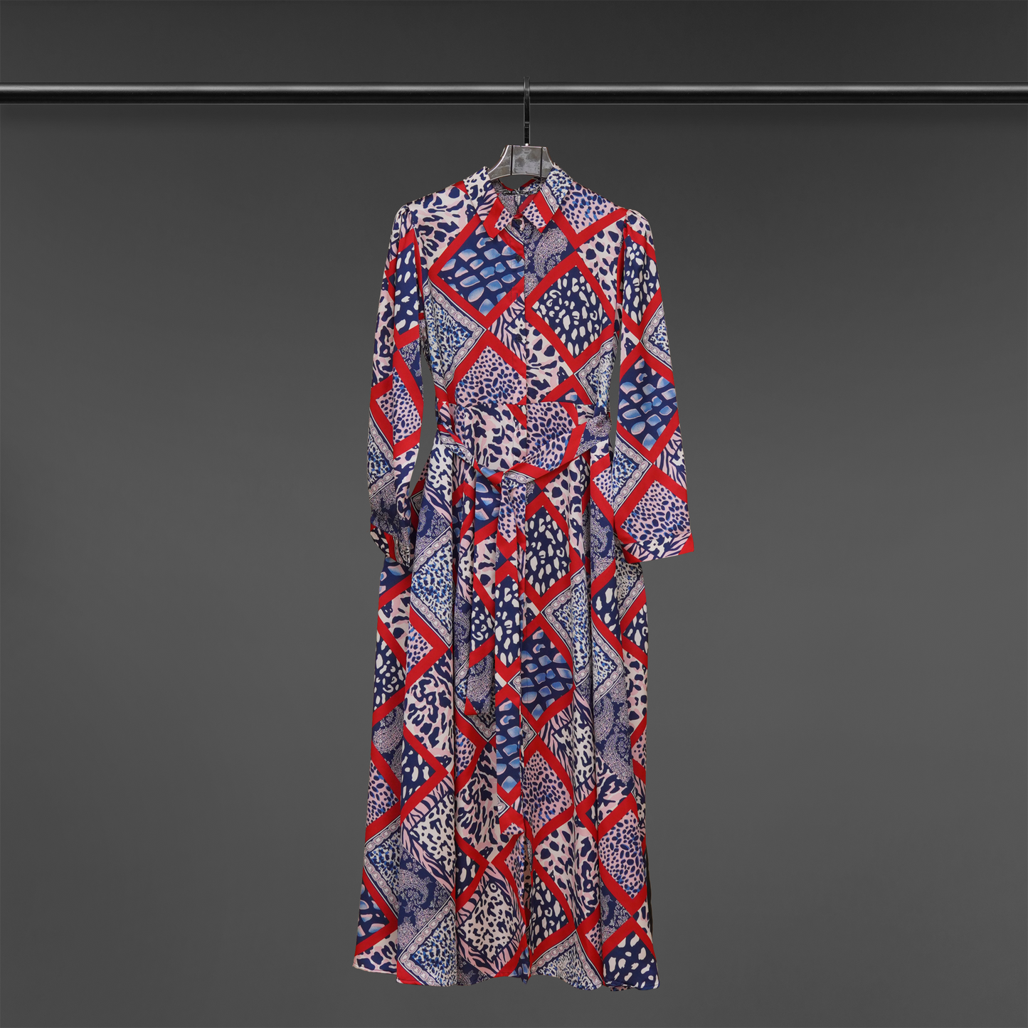 Patterned Flair Silhouette Dress