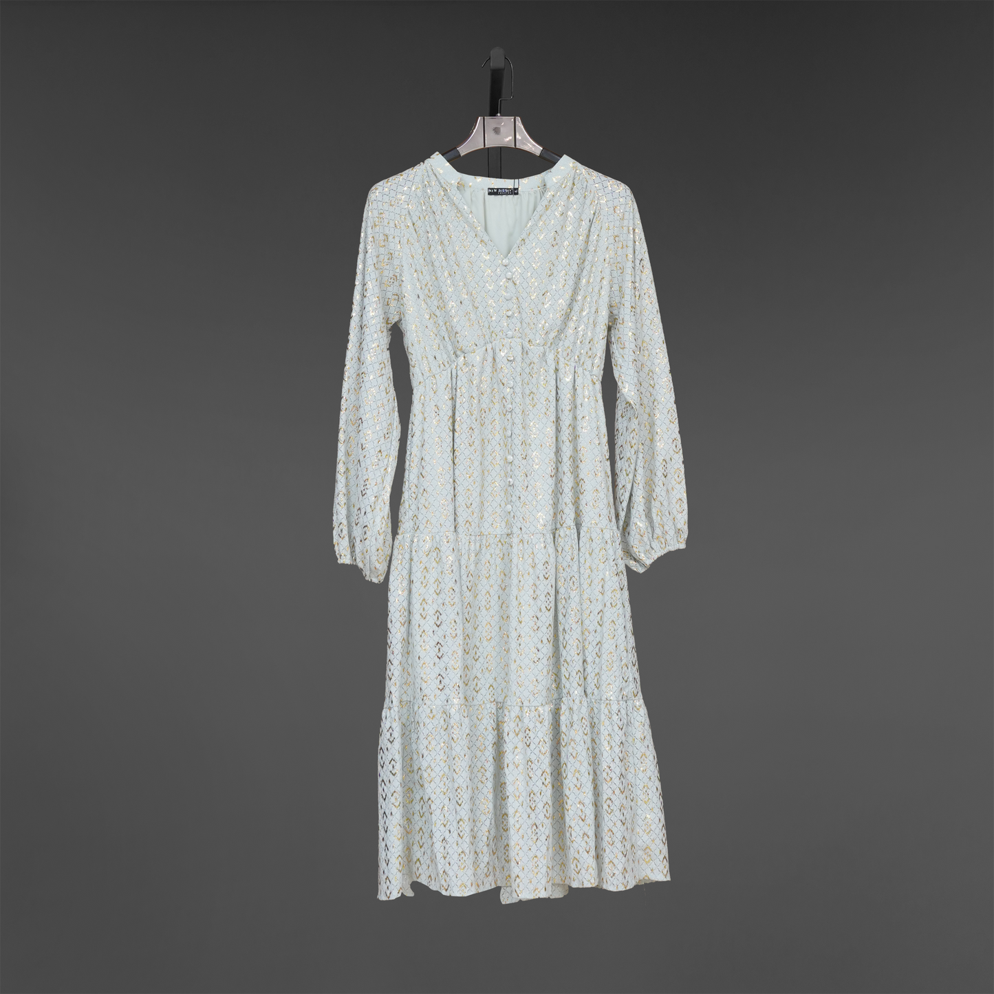 Glistening Balloon Sleeve Charm Dress