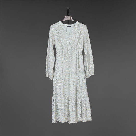 Glistening Balloon Sleeve Charm Dress