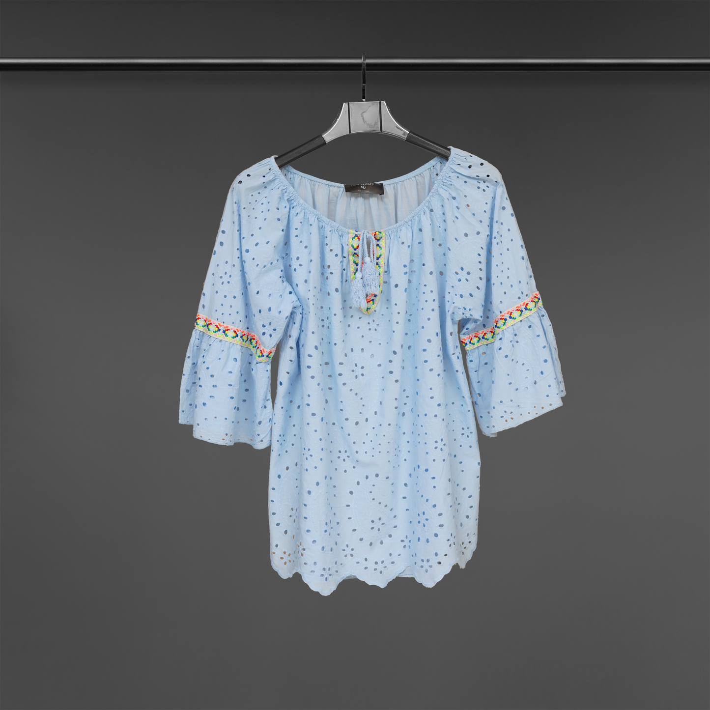 Top shirt round neck-  Chikankari Tapestry Charm