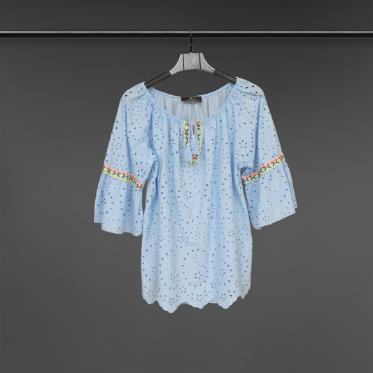 Top shirt round neck-  Chikankari Tapestry Charm