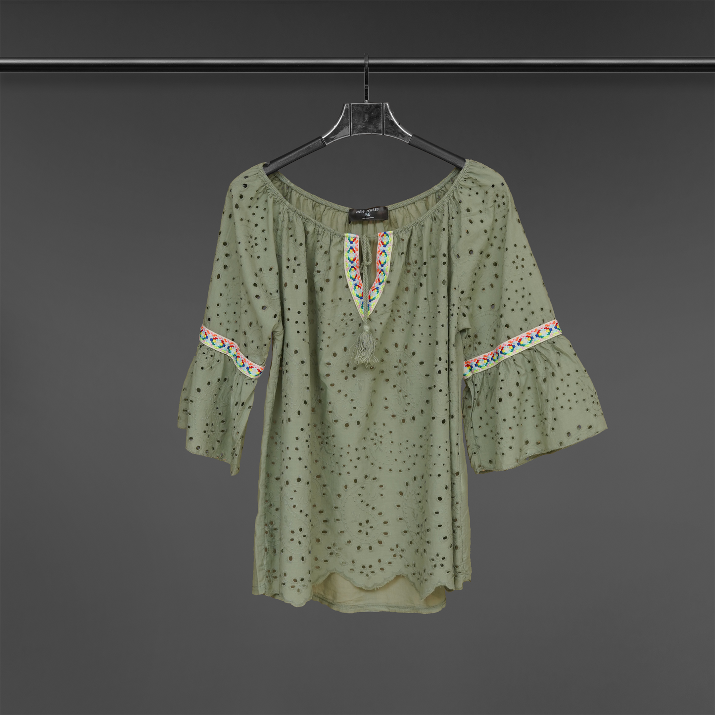 Top shirt round neck-  Chikankari Tapestry Charm
