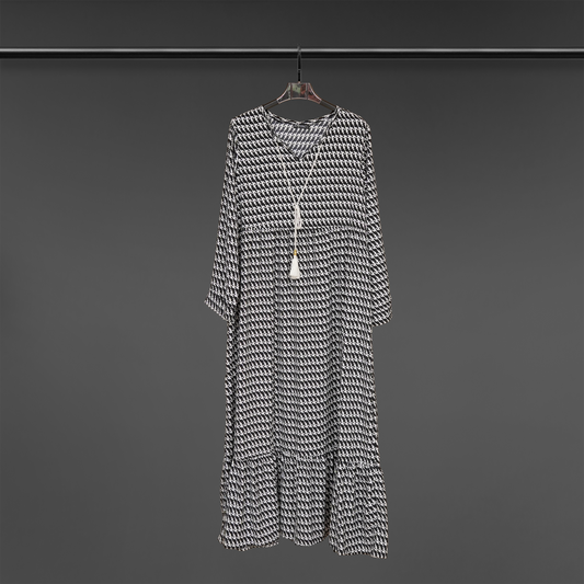 Flared Grace Pattern Dress