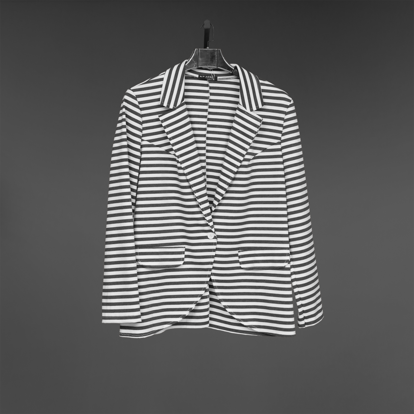 Stripped Patterned with Black Combo Blazer