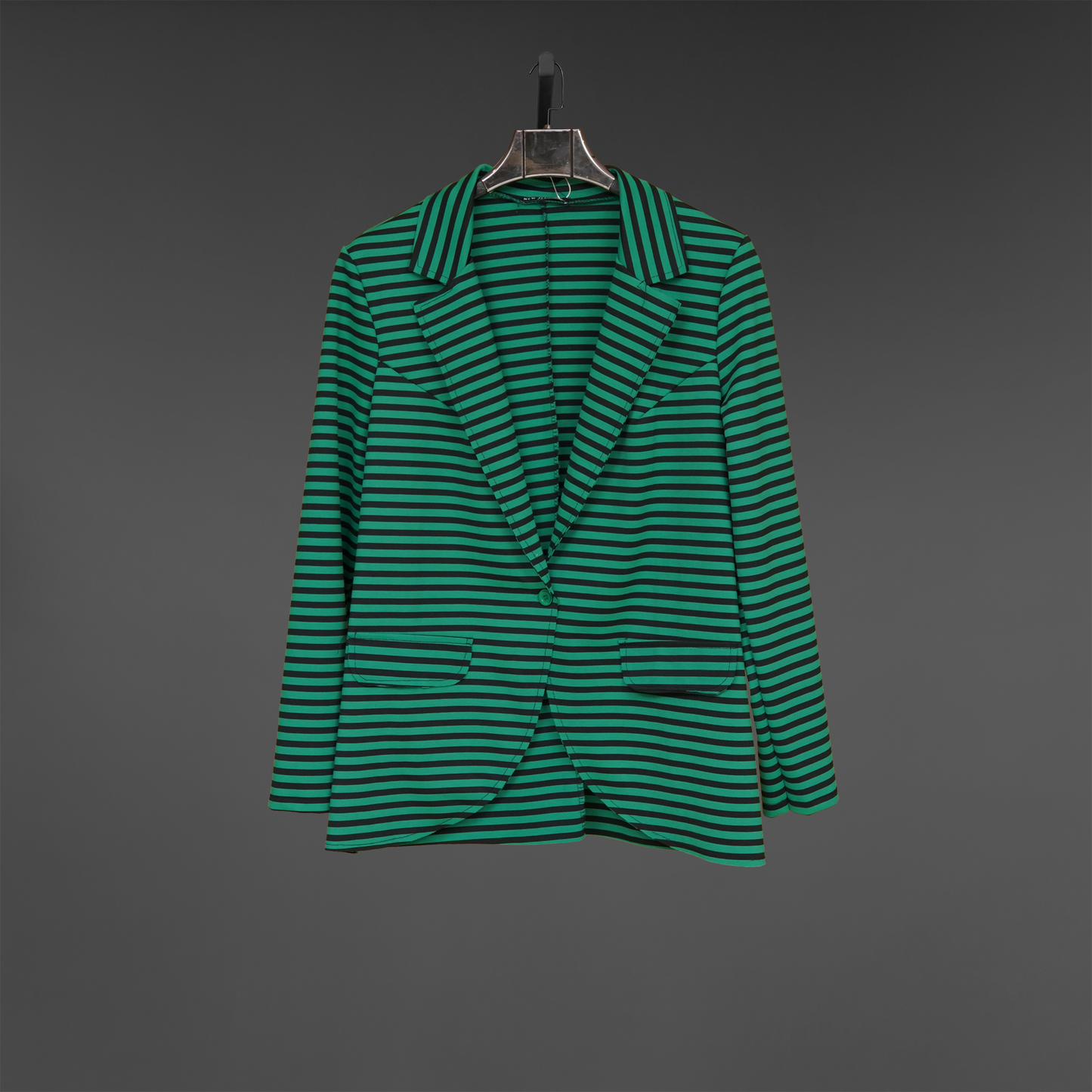 Stripped Patterned with Black Combo Blazer