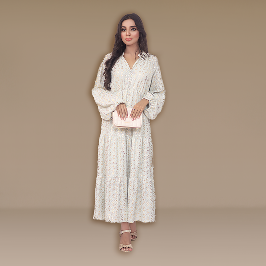 Shiny Print Flair Dress