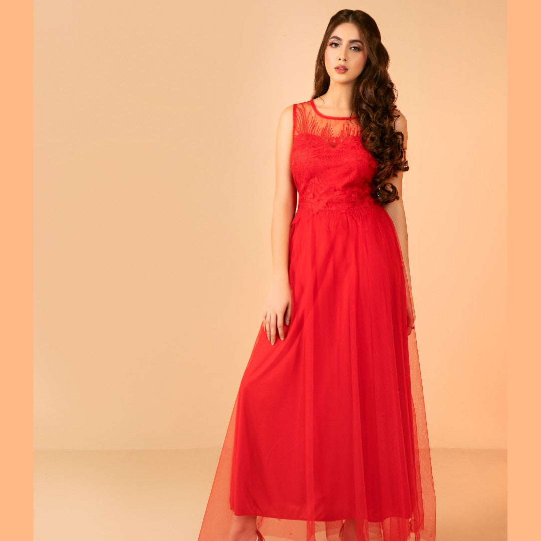 Botanical Elegance Sleeveless Long-Length Dress