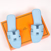 Hermes Oran Slippers in Light Blue