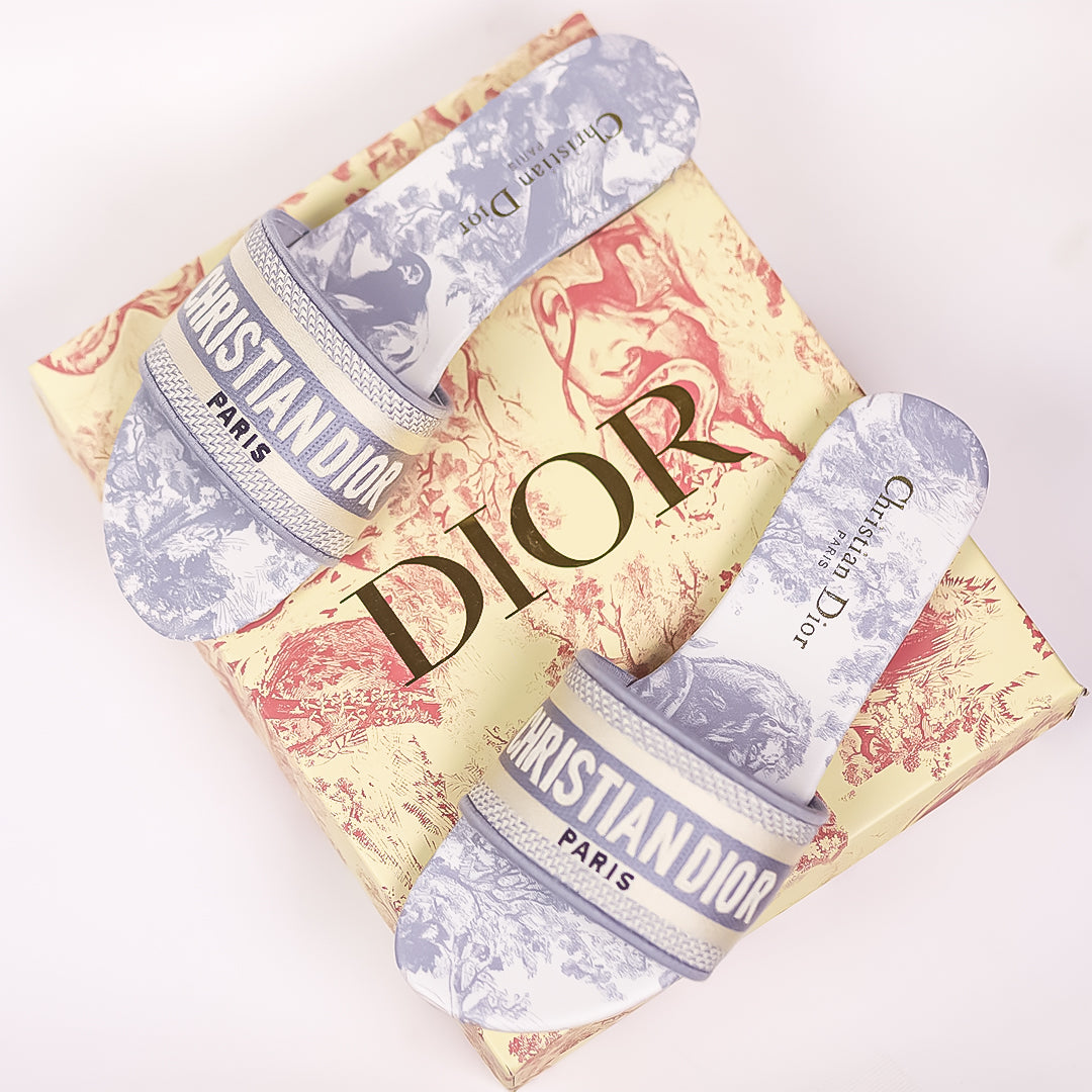 Christian Dior Dway Slide  Canvas Embroidered