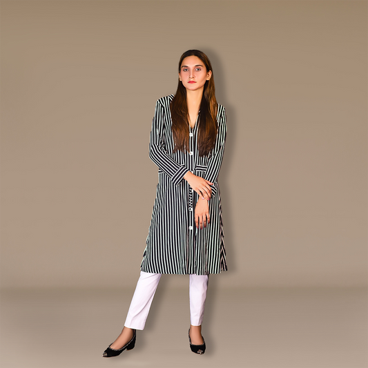 Elegance In Stripes Midi Dress: