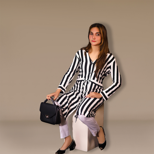 Monochrome Chic Stripe Dress