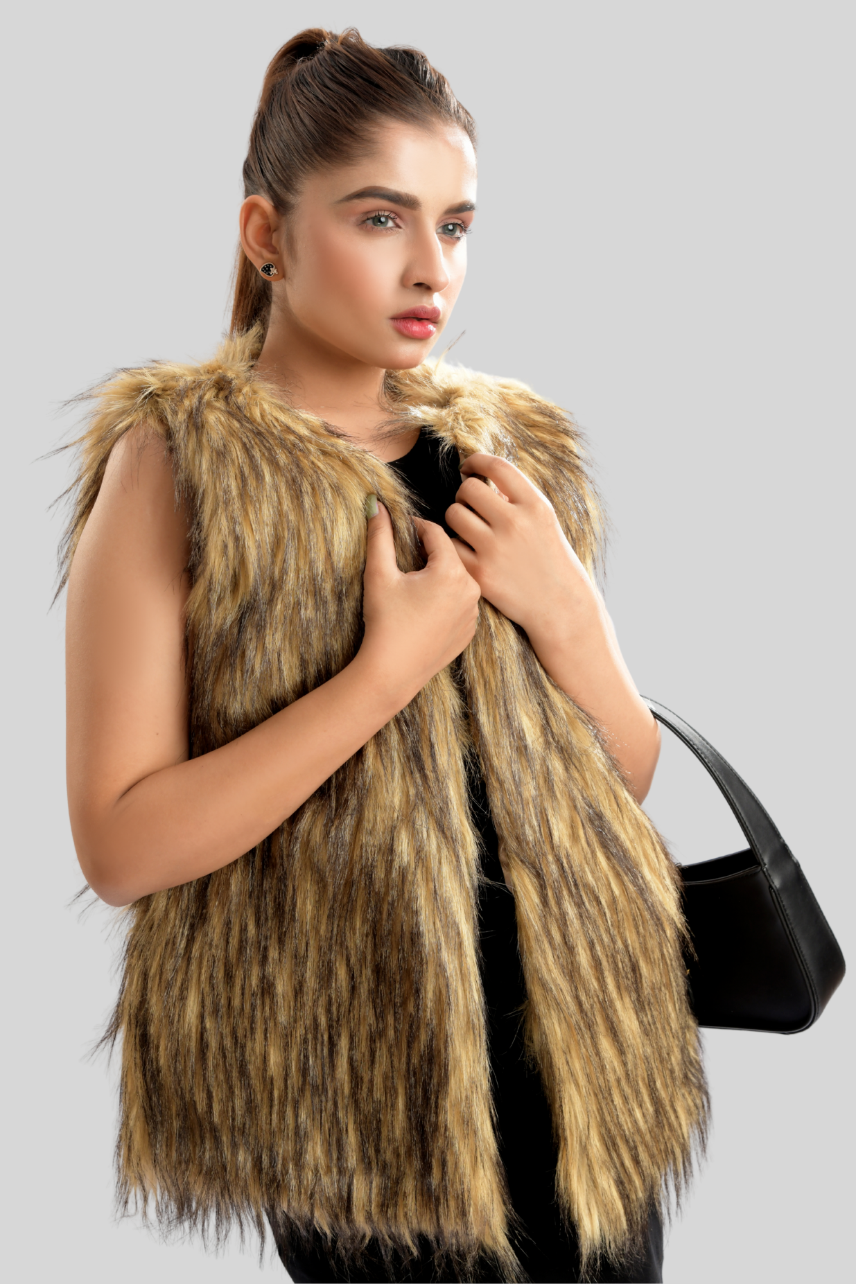 Petite Woolen Fur Vest