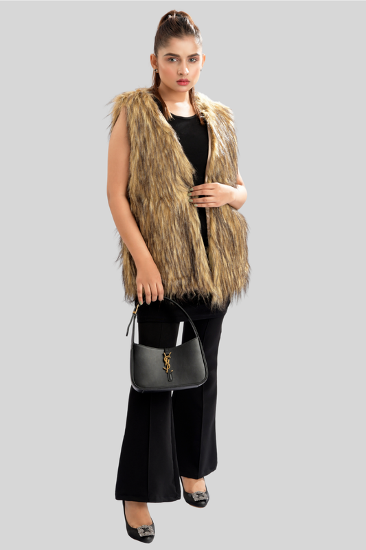 Petite Woolen Fur Vest