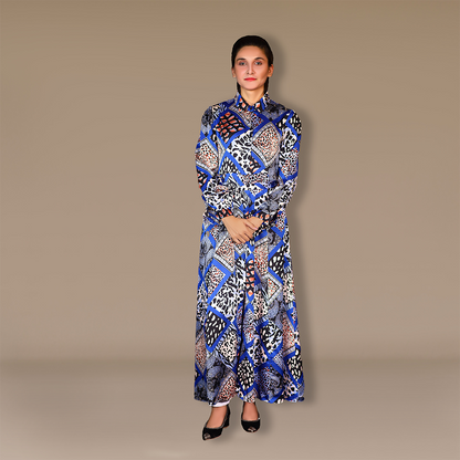 Patterned Flair Silhouette Dress