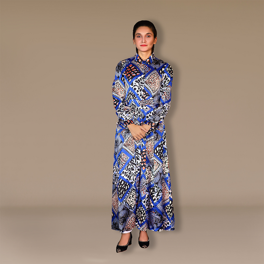 Patterned Flair Silhouette Dress