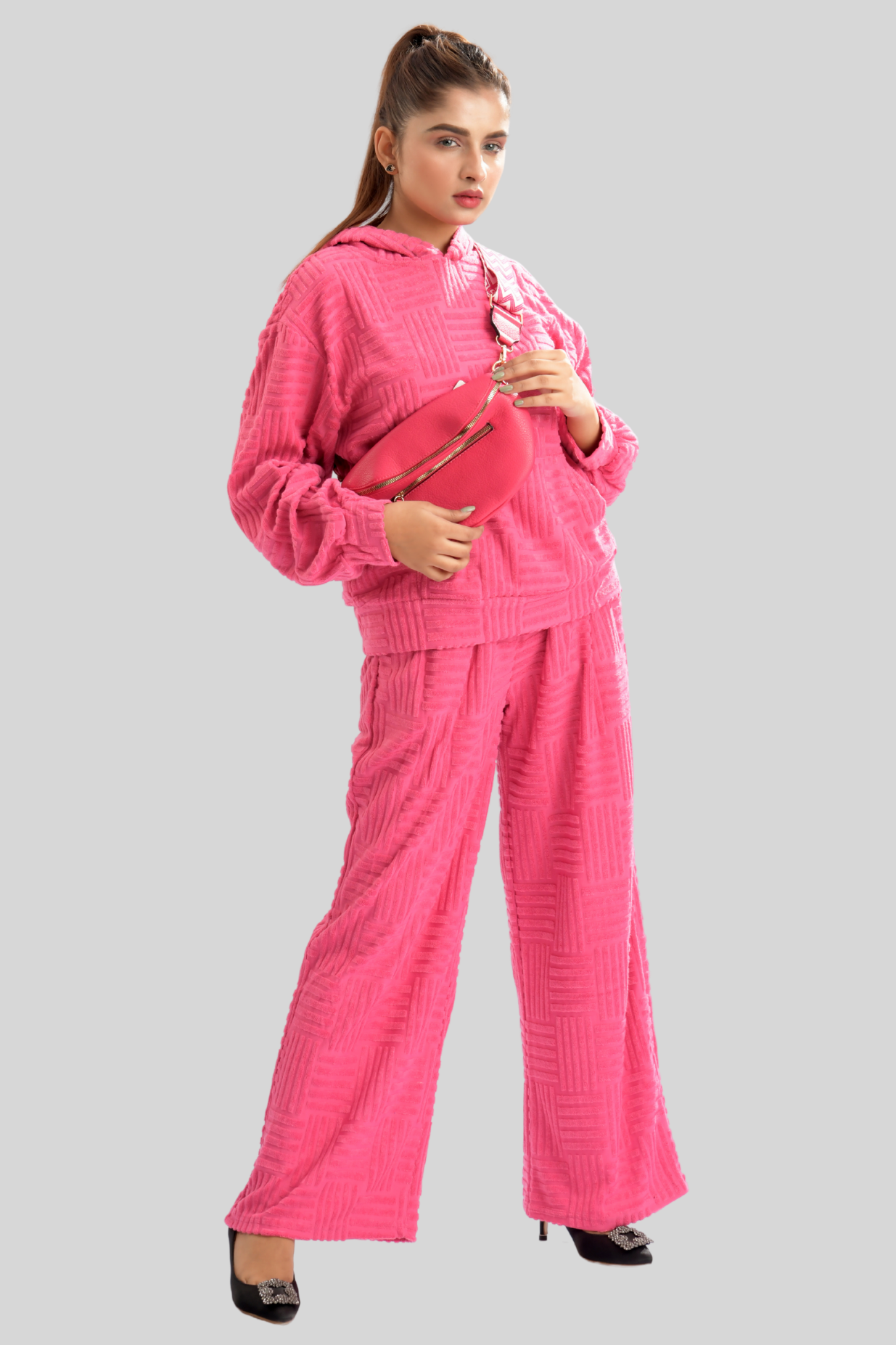 Neck Crop Top Outfits Baggy Pants Sets