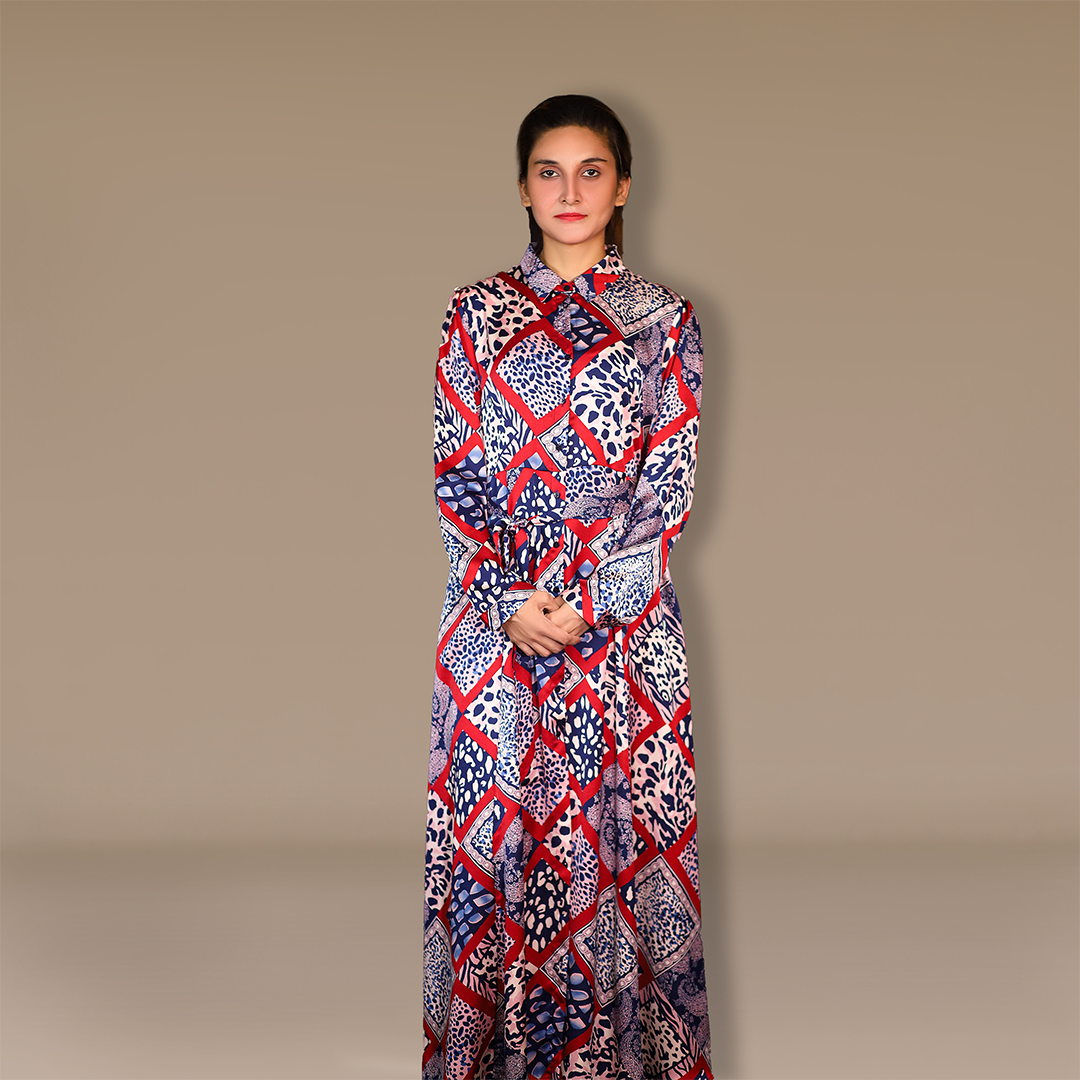 Patterned Flair Silhouette Dress