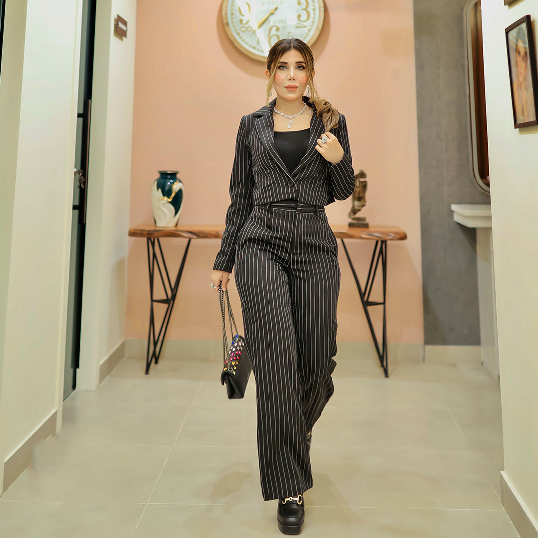 High Waist Boot Pants and Short Coat Set