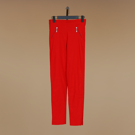 Solid Hue Zip Accent Straight Trouser