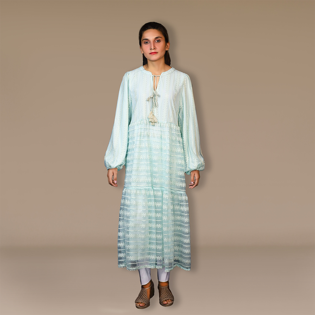 Day dress round neck - Luminous Net Symphony