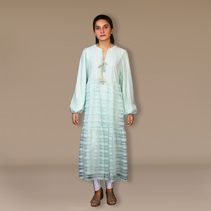 Day dress round neck - Luminous Net Symphony