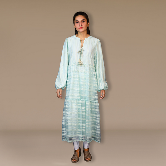 Day dress round neck - Luminous Net Symphony