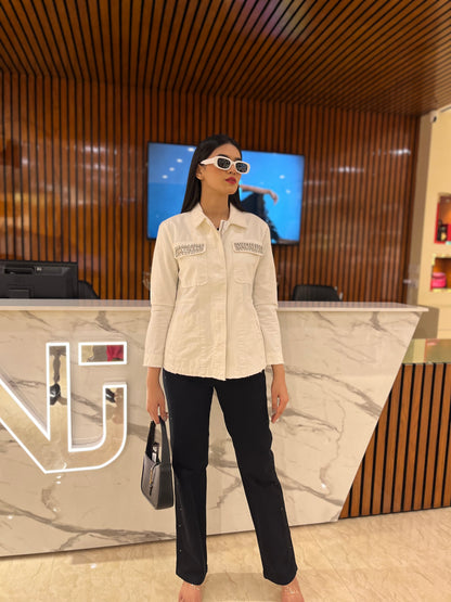 White Fitted Dress Jacket