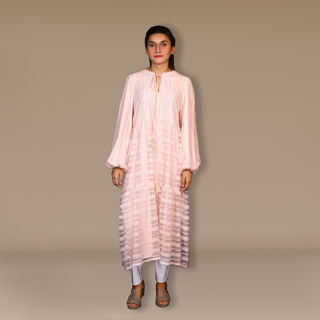 Day dress round neck - Luminous Net Symphony