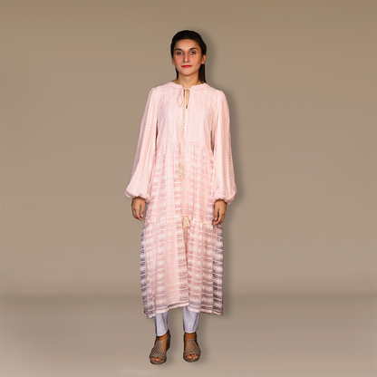 Day dress round neck - Luminous Net Symphony