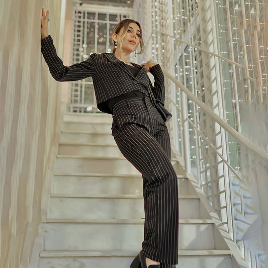 High Waist Boot Pants and Short Coat Set