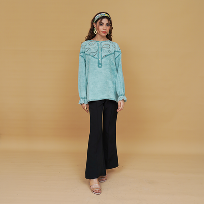 Breezy Balloon Sleeves Short Shirt