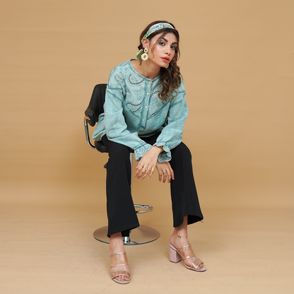 Breezy Balloon Sleeves Short Shirt