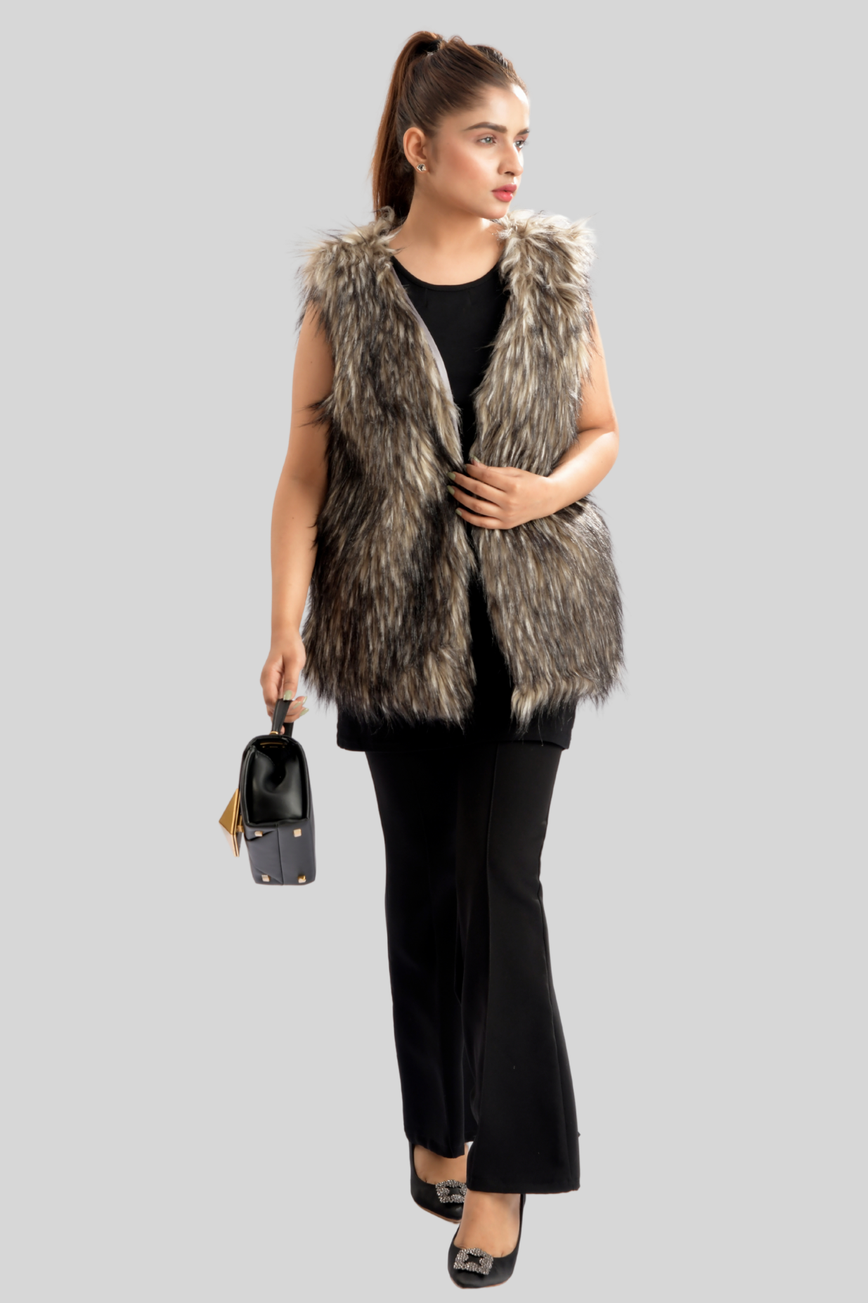 Petite Woolen Fur Vest